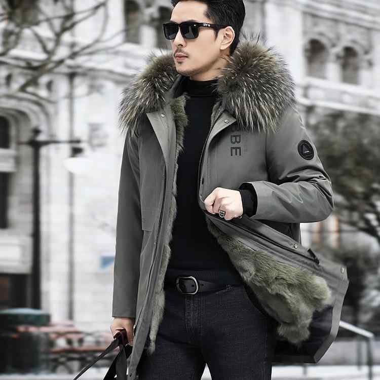コート メンズ 男性用 毛皮 ファー アウター ミドル丈 フード付き 中国風 ラグジュアリー 高級感 ミンク リアルファー あったか 防寒 ブラック グレー ブルー グリーン M L XL 2XL 3XL 4XL