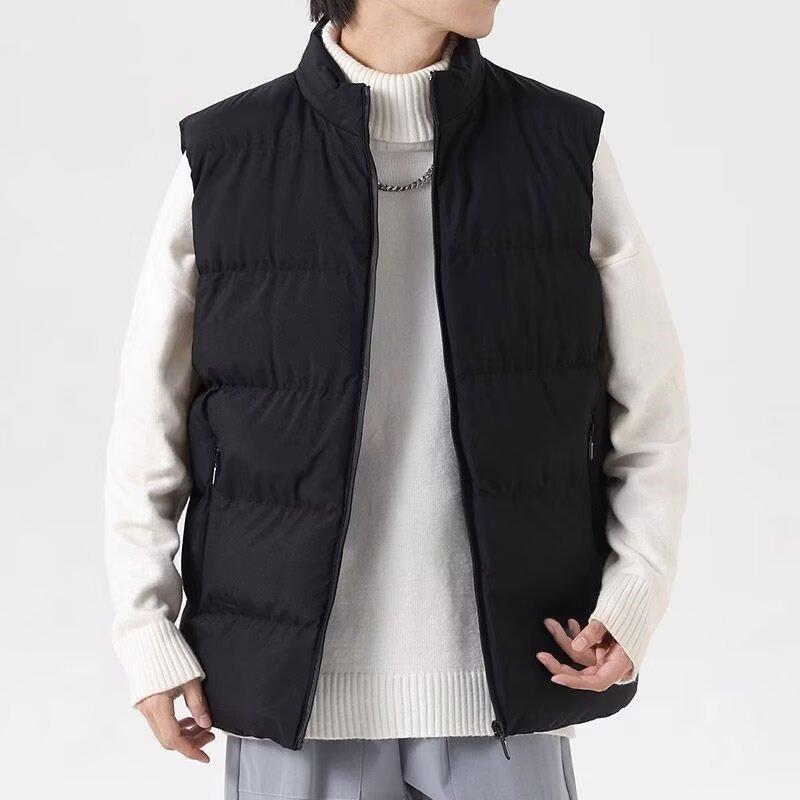 ベスト メンズ 男性用 中綿ベスト ゆったり 厚手 アウター 防寒着 チョッキ 普段使い 通勤 通学 ブラック グレー ブルー レッド