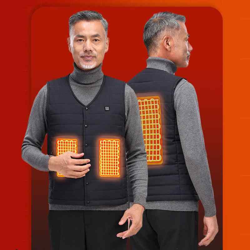 ベスト 男性用 中高年向け 電熱ヒーター内蔵 あったか ベスト スマート 加熱 チョッキ 冬 ポリエステル 防寒 普段使い