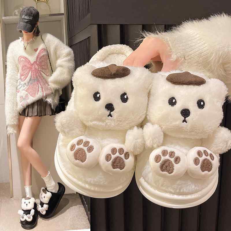 ルームシューズ レディース 厚底 スリッパ かわいい 暖かい 防寒 滑り止め 室内履き 秋冬 ブラック ピンク系 ホワイト