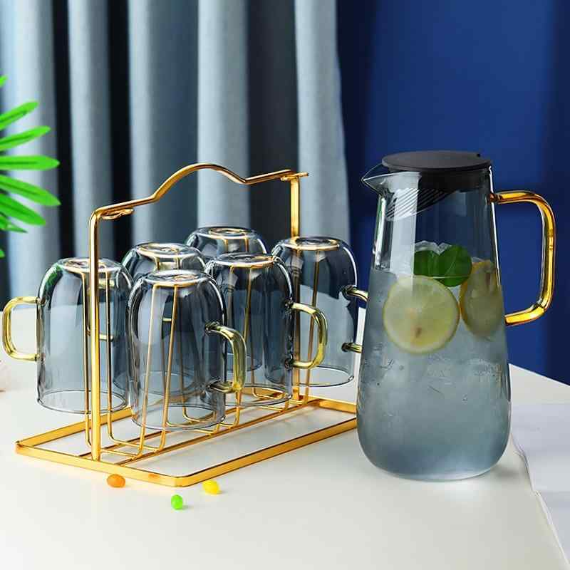 冷水筒 グラス セット 耐熱ガラス 麦茶 花茶 ジュース ミルク ティーポット ピッチャー