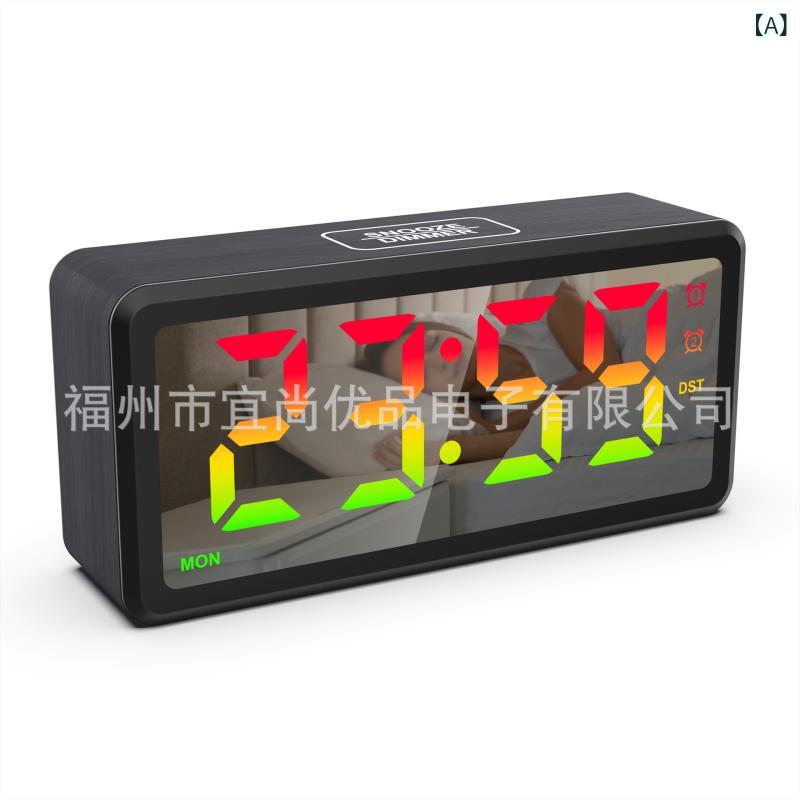 置時計 LED デジタル 木目調 アラーム カレンダー 曜日表示 RGB調光 卓上 おしゃれ 6,554円