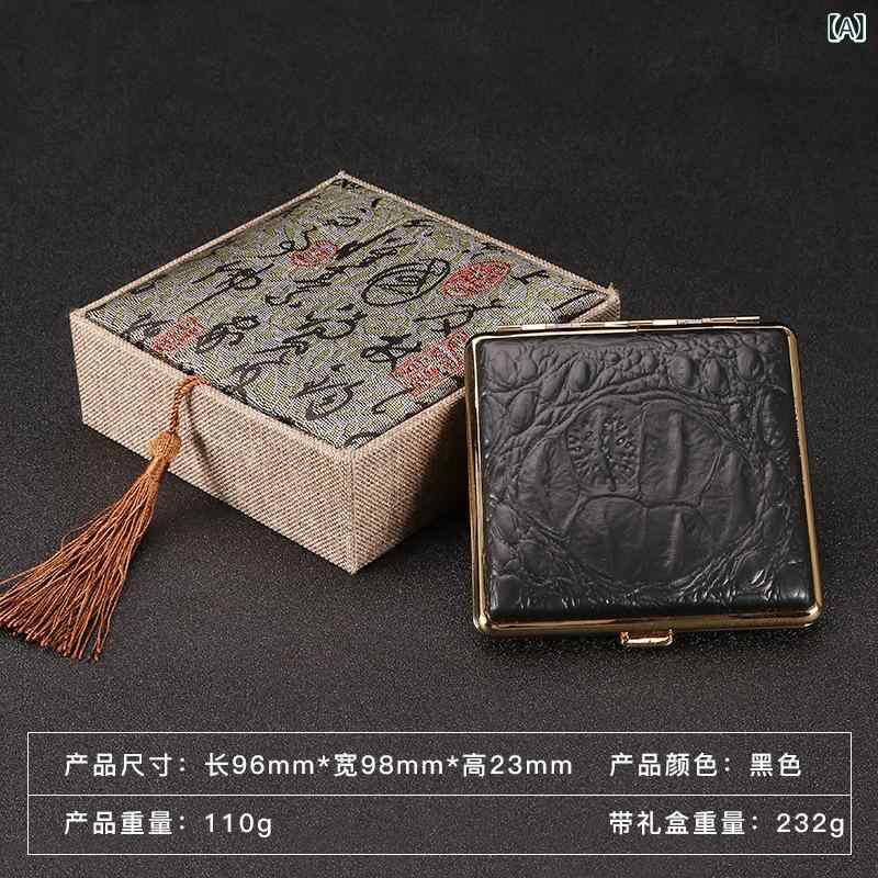 タバコケース メンズ 男性用 牛革 金属製 シガレットケース 20本収納 収納ケース ビジネス ギフト プレゼント ブラック 黒色 深みのあるブラウン