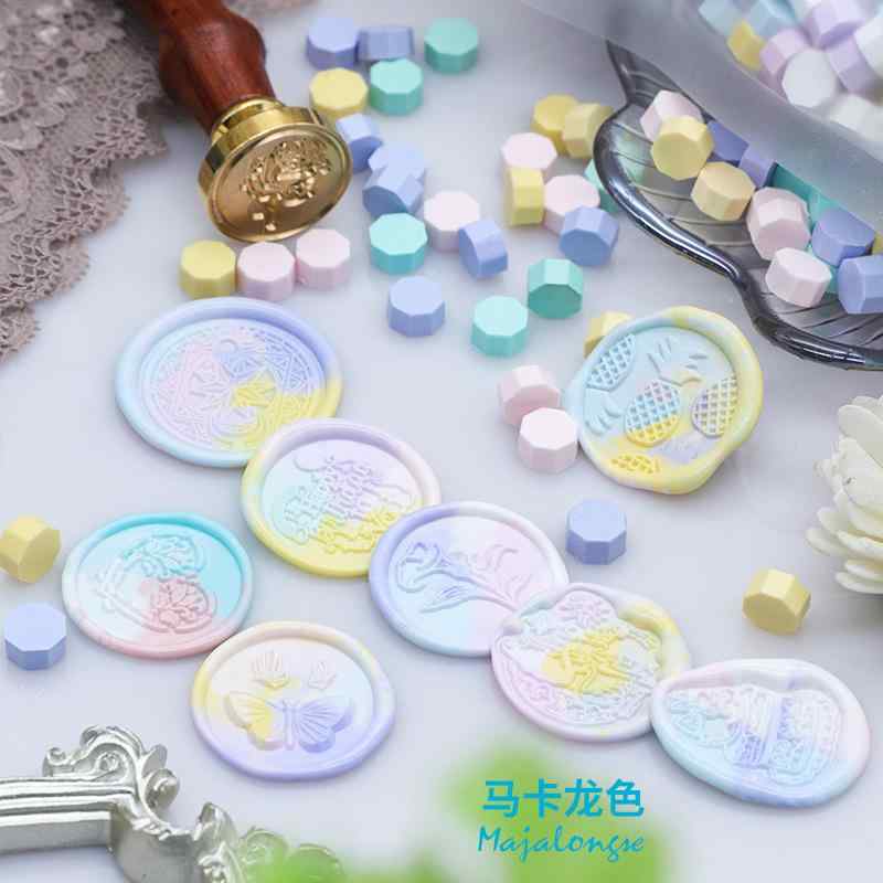 印章 火漆 シーリングワックス 500g 八角形 DIY 手芸 封蝋 オレンジ ピンク 白 翠 紅葉 ブルーベリー デザート 秋 琥珀 ゴールド ラメ パステル 青 瑠璃色