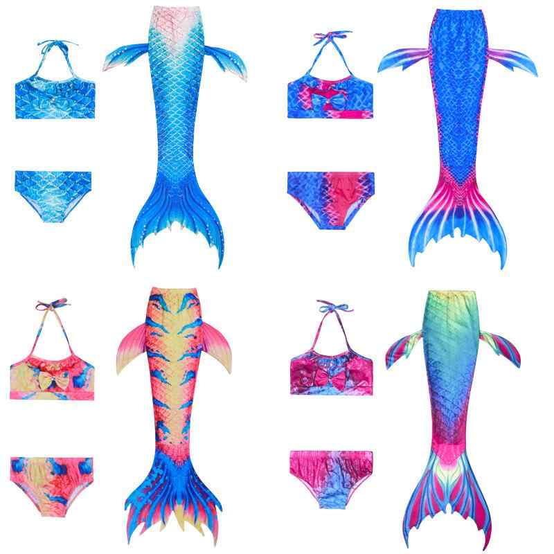 水着 子供 女の子 人魚 マーメイド ビキニ 3点セット かわいい 高弾性 格子柄 カラフル プール 海水浴 練習用 110 120 130 140 150
