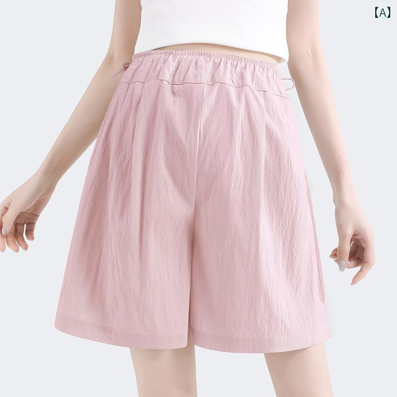 マタニティ ショートパンツ 春夏 薄手 外着 大きいサイズ ゆったり ワイドレッグ 5分丈 部屋着 普段使い レーヨン ピンク系