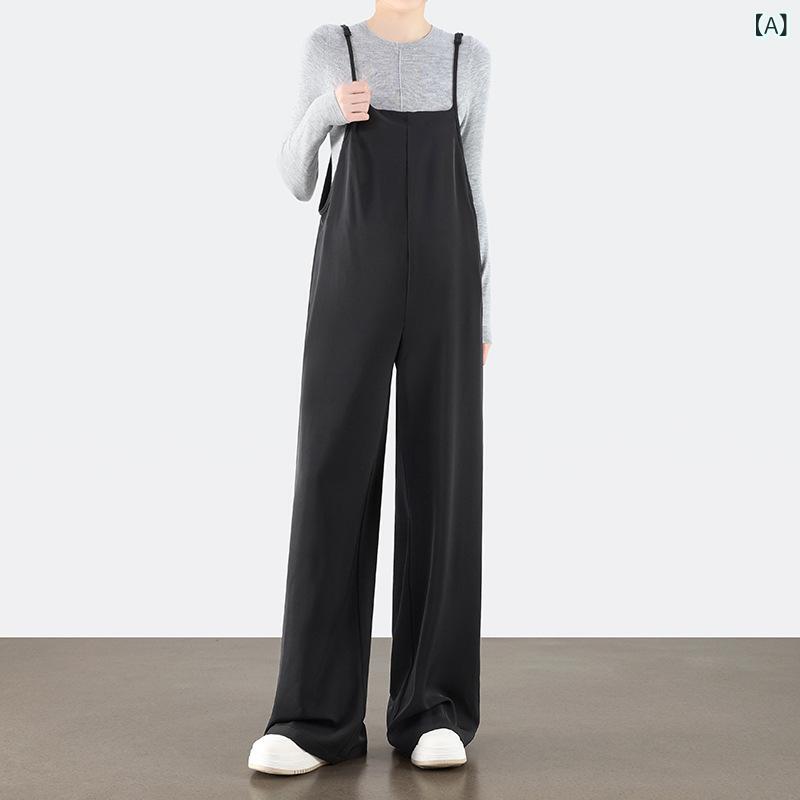 マタニティ サロペットパンツ 春 妊婦服 ワイドレッグパンツ ゆったり ポリエステル たわい無い ズボン ボトムス 大層らしい大きさ 黒いこと 米国海軍