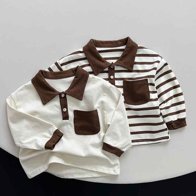 子供服 ポロシャツ 男の子 秋物 韓国風 ベビー服 ボーイズ トップス 配色 切替 長袖Tシャツ カットソー インナー 普段着
