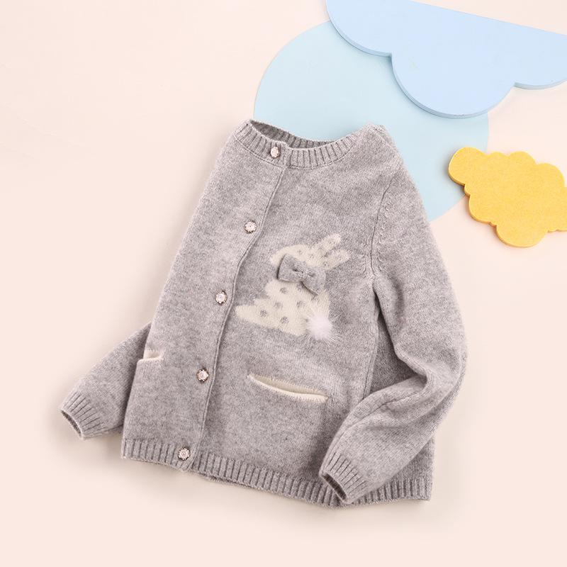 子供服 ニット カーディガン ベビー服 ウサギ柄 かわいい 羊毛 長袖 アウター 秋冬 グレー 90cm 100cm 110cm 120cm 130cm 140cm|Tanzan