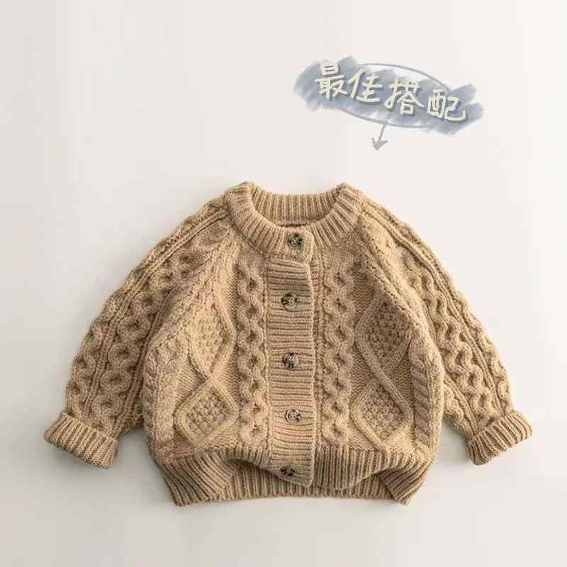 ニット カーディガン キッズ ベビー 子供服 女の子 男の子 春秋 冬 厚手 アウター 無地 暖か 文芸風 普段使い お出かけ