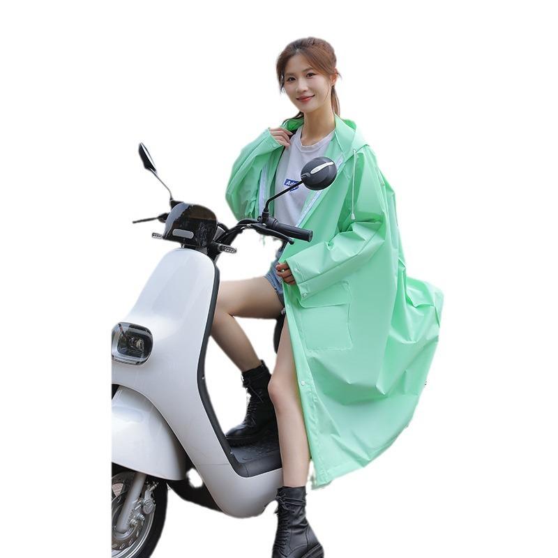 レインコート レディース バイク用 ポンチョ ロング丈 全身 防水 防災 シングル 電動自転車 スクーター サイクル 反射材 ダブルバイザー付き アップルグリーン 米ホワイト スカイブルー オレンジ パープル モスグリーン ブラック L XL XXL