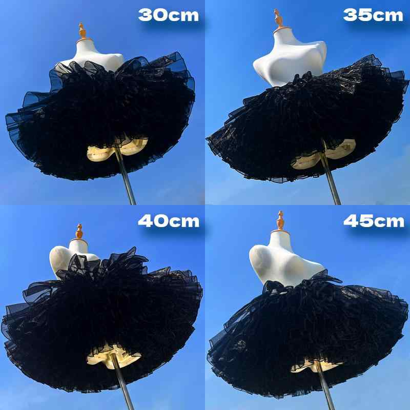 ロリータ スカート用アンダースカート 無骨 4層 ソフトチュール パニエ コスプレ ブラック 30cm 35cm 40cm 45cm