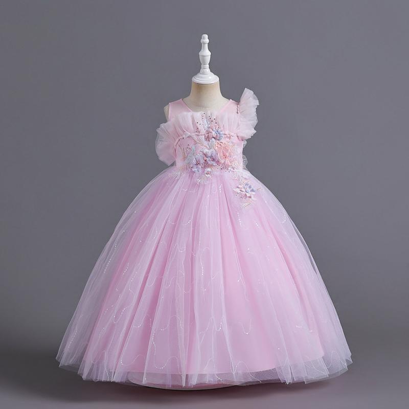 ワンピース 子供 女の子 ピアノ 発表会 演奏会 フォーマル ドレス キッズ プリンセス チュール スカート レース 結婚式 パーティー 誕生日 七五三 かわいい 110cm 120cm 130cm 140cm 150cm 160cm 170cm ピンク