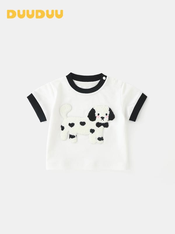 Tシャツ 子供服 半袖 トップス カットソー 韓国風 ベビー 男の子 吸湿排汗 カートーン柄 白色