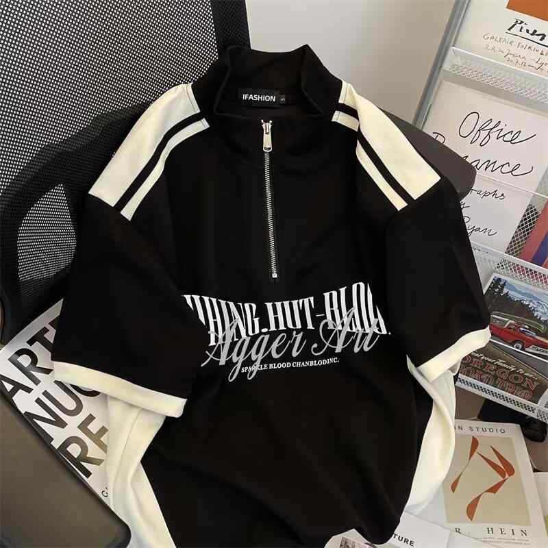 Tシャツ 男女兼用 アメリカン レトロ バイク ストライプ柄 トップス 薄手 接触冷感 ブラック ブルー M L XL 2XL