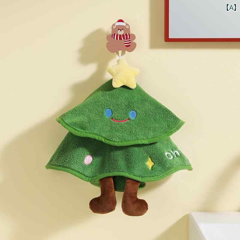 タオル 子供用 クリスマスツリー ハンドタオル 珊瑚? かわいい ループ付き キッチン 洗面所