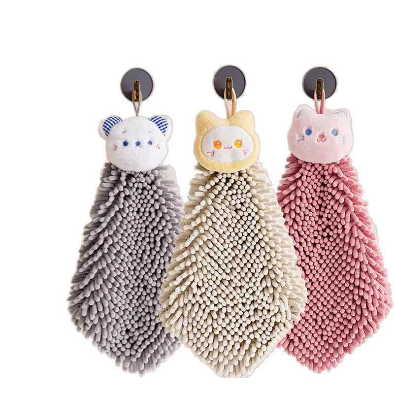タオル ハンカチ かわいい レディース キッズ 速乾 ポリエステル 綿混紡 キッチン トイレ 熊 猫 グレー ピンク パープル ブルー