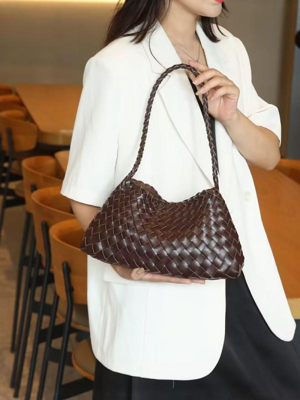 御徒面子 レディース お上さん用 御膳上等感 ひと肌 編み込み 菜籃子風 提げ篭風 ハンドバック ショルダーバッグ 膝掛け 普段使い走り 通い デイリー カフェオレ色 内衣嚢 バッグ・小物・ブランド雑貨-バックパック・リュック