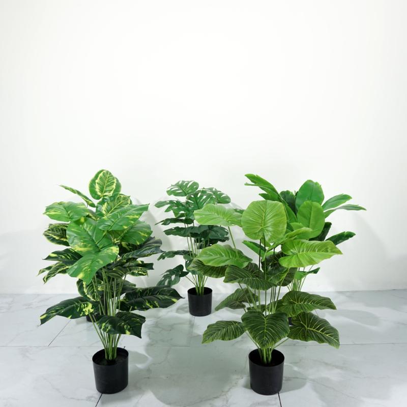 盆栽 インテリア 観葉植物 フェイクグリーン デコレーション ?背叶 ?? 散尾葵 芋叶 人工 鉢植え 室内 屋外