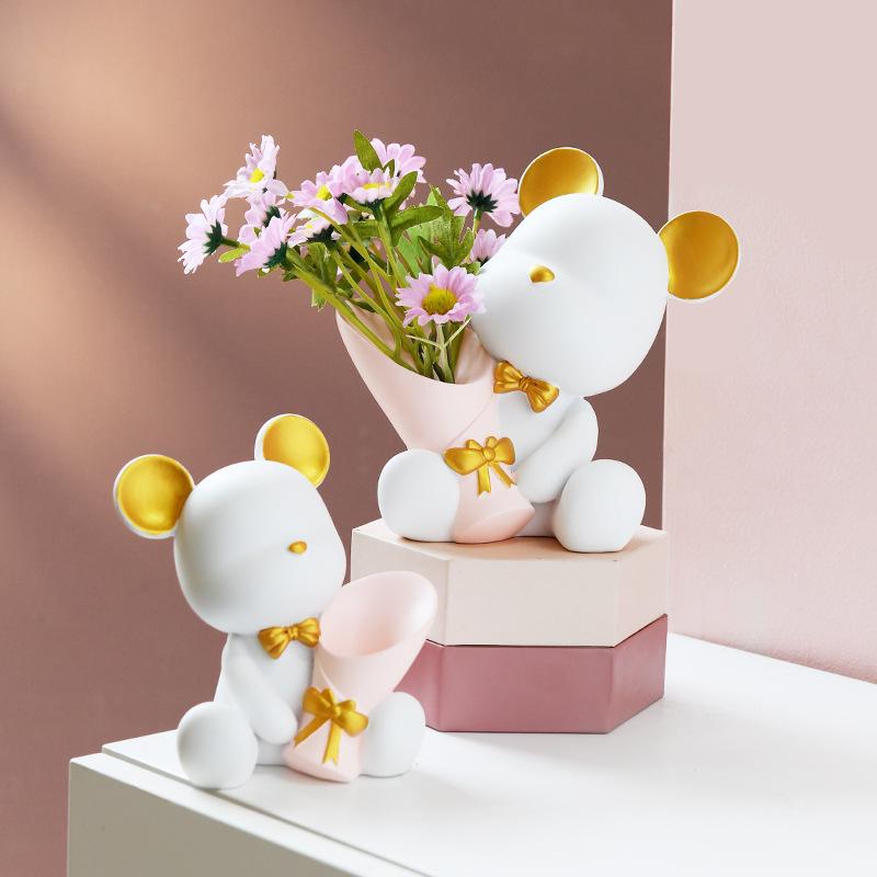 置物 オブジェ 花束 クマ インテリア リビング テレビ台 ワインキャビネット デコレーション オフィス デスク 新築祝い ギフト 贈り物 合成樹脂製