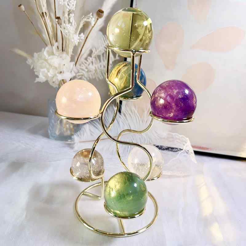楽天市場】七星陣セット 天然水晶丸玉 ＆ ガラス台座 水晶 丸玉