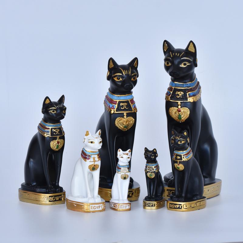 置物 オブジェ エジプト 猫 ラッキーアイテム 開運 樹脂製 インテリア 玄関 リビング 寝室 デスク 卓上 かわいい