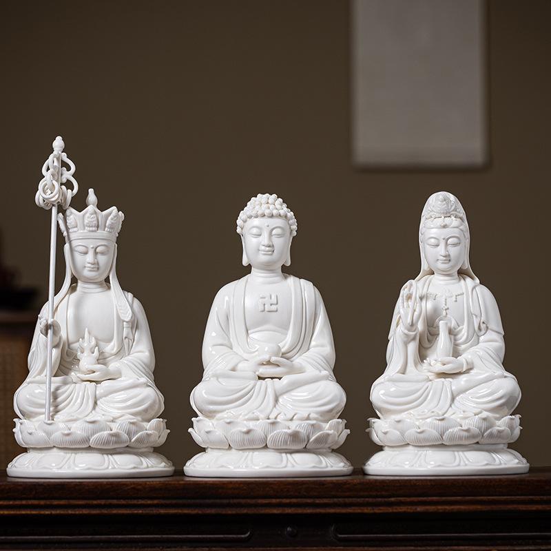 仏像 瀬戸もの 地蔵王菩薩 白磁 観音菩薩 仏陀 居家 供養 灯 飾りつけ