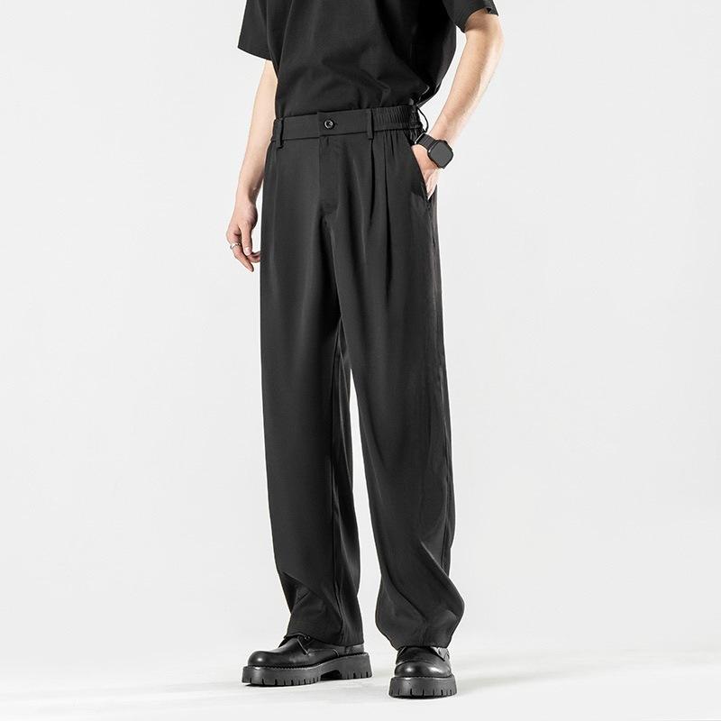 パンツ メンズ 男性用 ゆったり ストレート スラックス ポリエステル 普段使い 大きいサイズ ブラック コーヒー色 カーキ ベージュ ホワイト ライトグレー