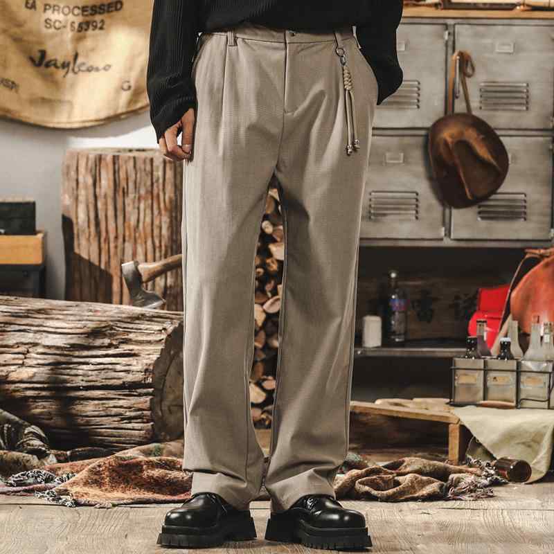 パンツ 男性用 格子柄 ストレート ビジネス カジュアルパンツ 通勤 リラックス ズボン ポリエステル素材 秋冬 カーキ ブラック