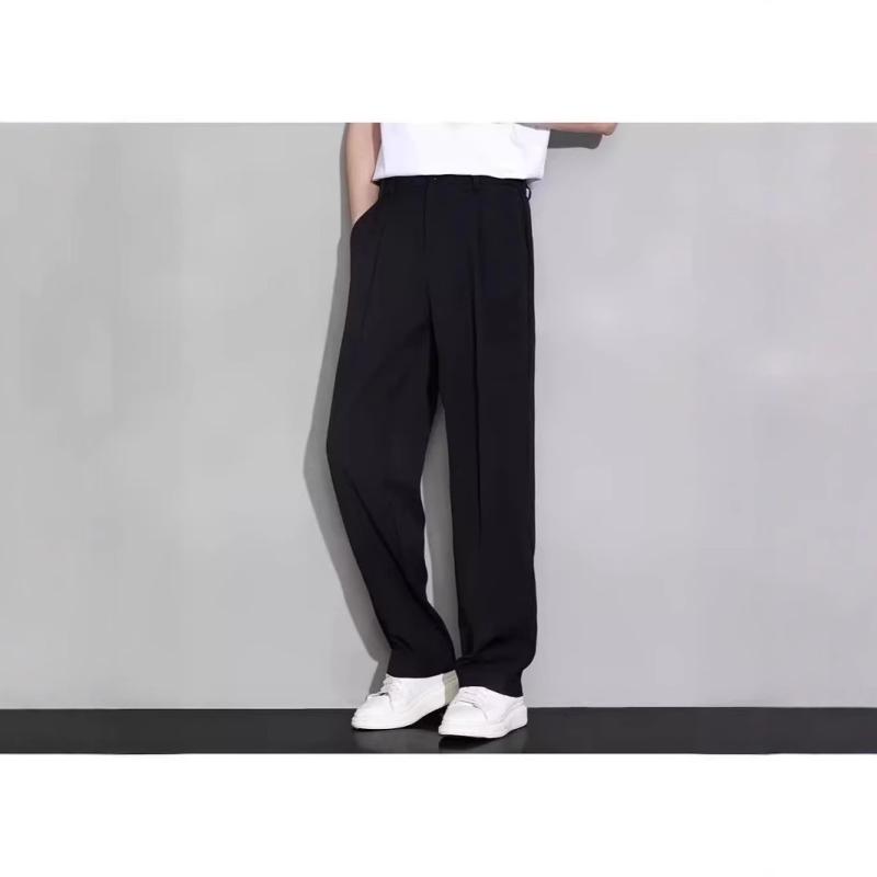 パンツ 男性用 接触冷感 ストレッチ ストレートパンツ 薄手 無地 ビジネス カジュアル スラックス ブラック 黒 深グレー M L XL 2XL 3XL 4XL