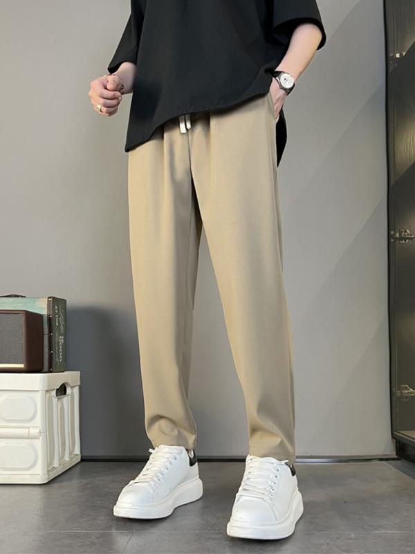 ズボン メンズ テーパードパンツ ポリエステル イージーパンツ リラックスパンツ 男性用 ゆったり 接触冷感 抗シワ ブラック ベージュ カーキ