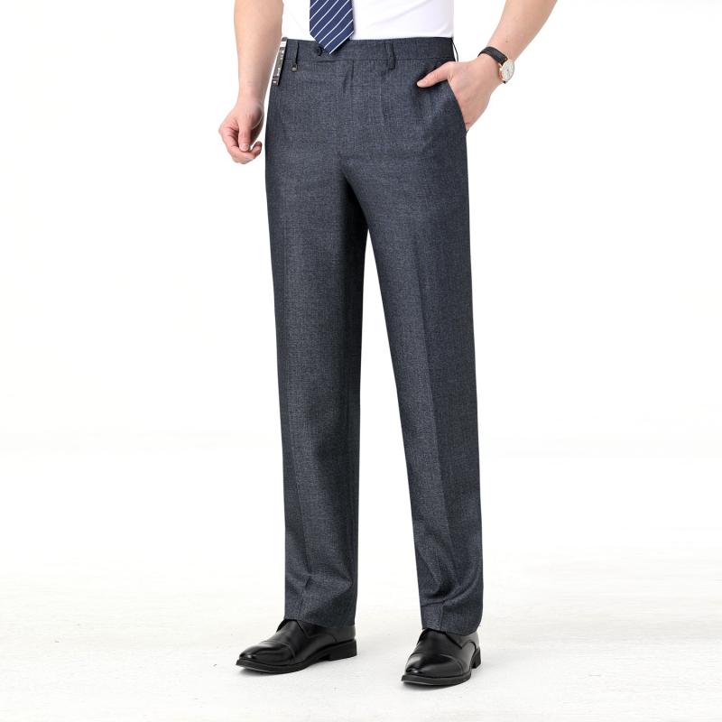 パンツ メンズ 男性用 ズボン 桑蚕糸 シルク 高級感 フォーマル ビジネス カジュアル ゆったり ストレートタイプ 職業用 麻灰 29 30 31 32 33 34 35 36 38 40 42
