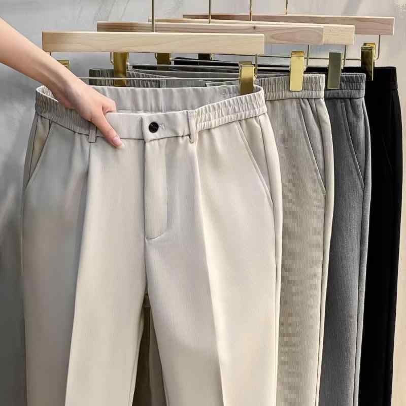 パンツ メンズ 男性用 スラックス ストレート ゆったり シワになりにくい ビジネス オフィス カジュアル フォーマル ロングパンツ 黒 ブラック グレー ポリエステル