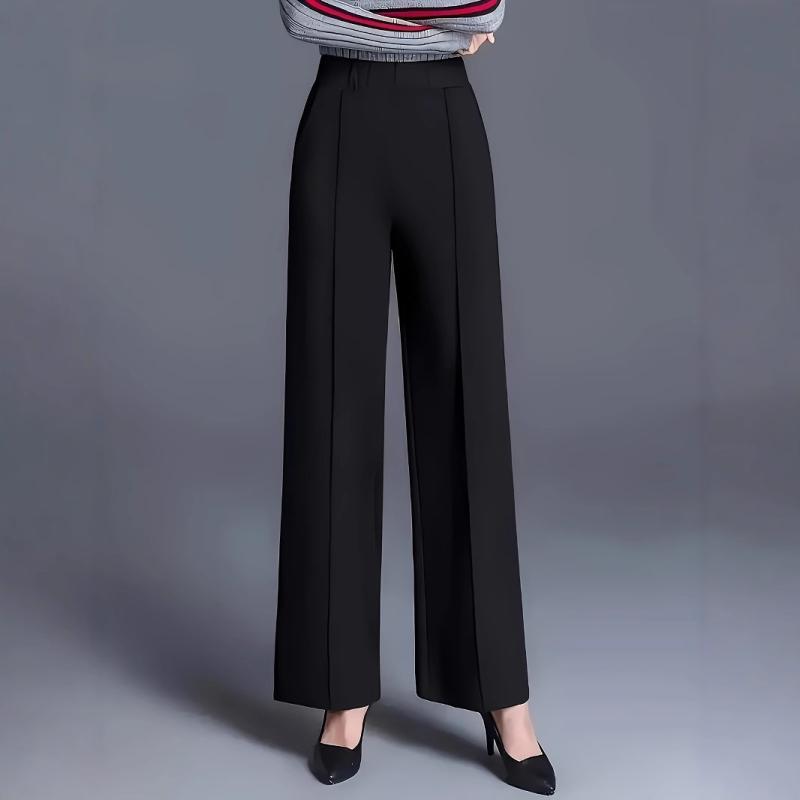 パンツ レディース 秋冬 ワイドレッグパンツ ゆったり ハイウエスト 美脚 無地 カジュアル 通勤 ポリエステル ポケット付き S M L XL XXL 深棕色 黒 オリーブ色 白 ワインレッド グレー