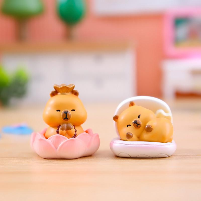 置物 オブジェ インテリア雑貨 水豚 カピバラ かわいい 樹脂製 秘境 麦門豚 水晶球 オルゴール