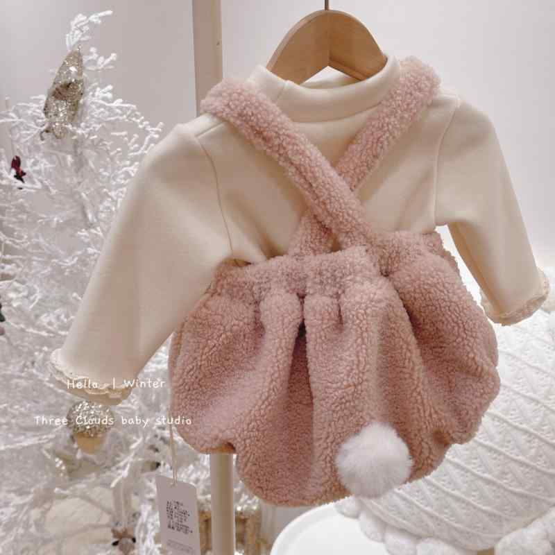 ベビー服 女の子 冬 加絨 加厚 ロンパース カバーオール ピンク系 かわいい 普段使い おしゃれ ポリエステル