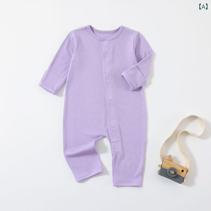 ベビー服・カバーオール 春秋 冬 春 秋冬 新生児 乳児 赤ちゃん 長袖 コットン 綿 前開き 磁気ボタン 厚手 普段使い かわいい シンプル おしゃれ 出産祝い ギフト