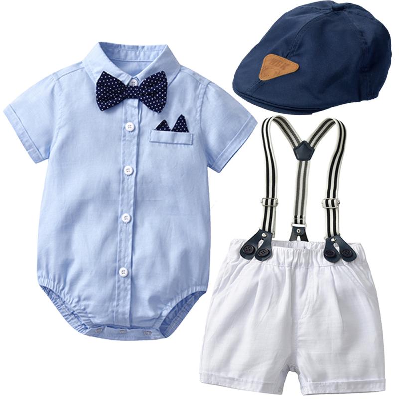 ベビー服 お坊っちゃん 馬具 ロンパース セットアップ 鳥打ち帽付き添い人 半袖 さる股引き 綿織物 春夏 普段使い