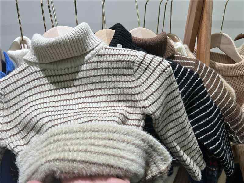 ニット キッズ 女の子 セーター 秋冬 子供服 タートルネック ボーダー あったか 裏起毛 防寒