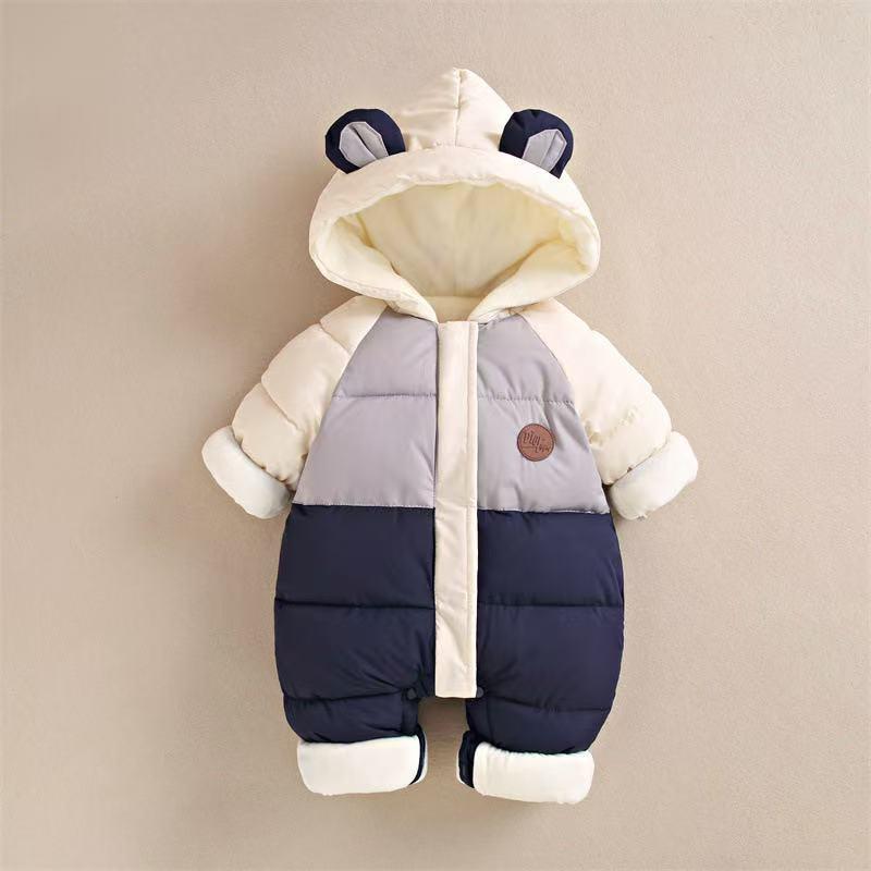 ベビー服 冬用 中綿 カバーオール ロンパース 厚手 ジャンプスーツ 乳幼児 長袖 防寒 混紡布 カートーン 73cm 80cm 90cm 100cm