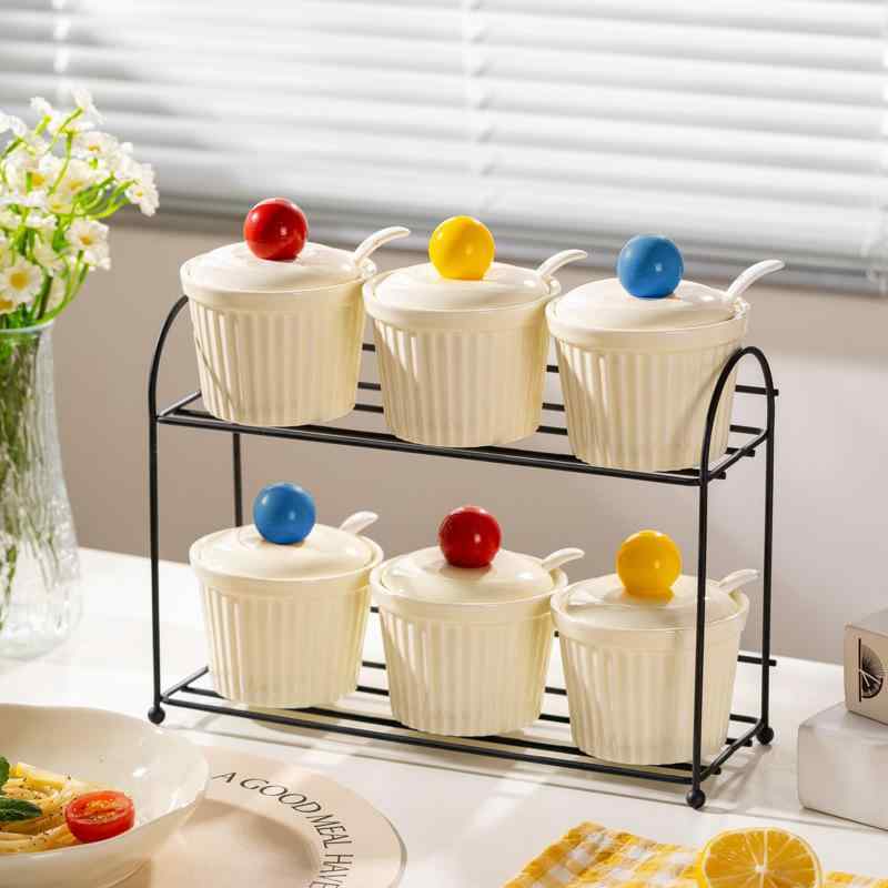 調味料入れ セット かわいい クリーム風 ドーパミンカラー キッチン用 セラミック製 スパイスボックス 調味料容器 高級感