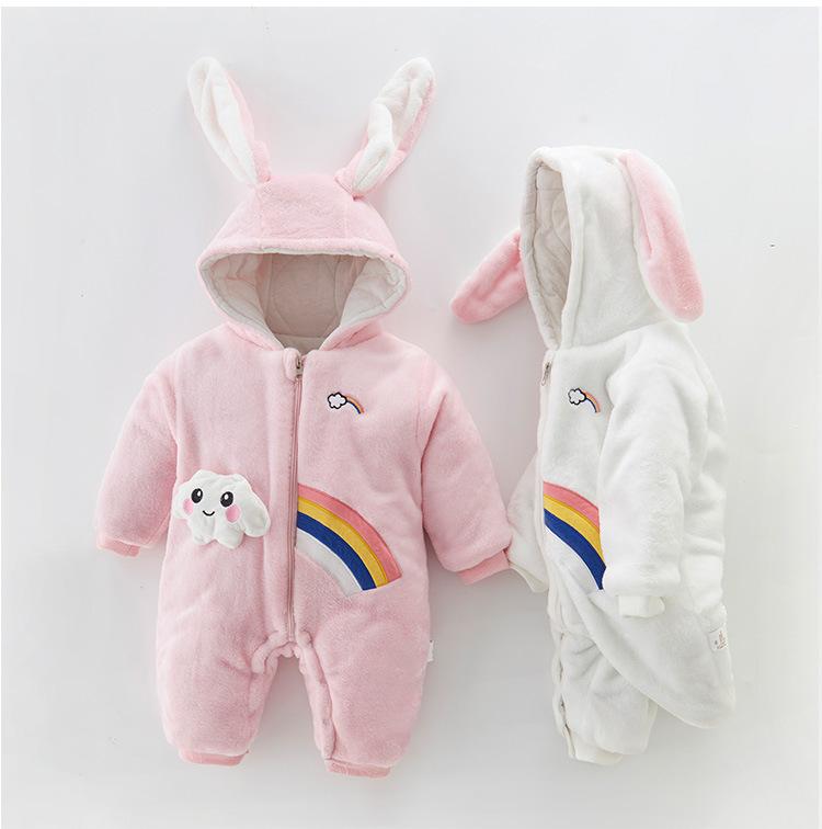 ベビー服 女の子 コットン カバーオール 春秋 冬 長袖 厚手 フリース 連体衣 かわいい おしゃれ 新生児 乳児 幼児 赤ちゃん あったか 普段使い