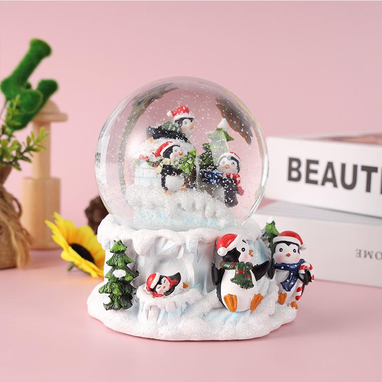 クリスマス オルゴール 飾りつけ スノードーム オブジェ ペンギン 冬 雪 たま物 脂製 手作り 可愛らしい 差し上げ物 寄りあい でき事 御部屋 部屋の入り口 学習机