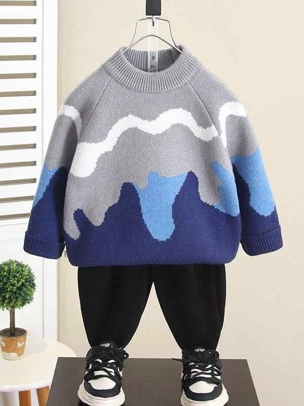 子供服 セーター 秋冬 男児 裏起毛 トップス ニット 3歳 8歳 厚手 冬服 ベビー セーター 90cm 100cm 110cm 120cm 130cm 140cm 150cm グレー