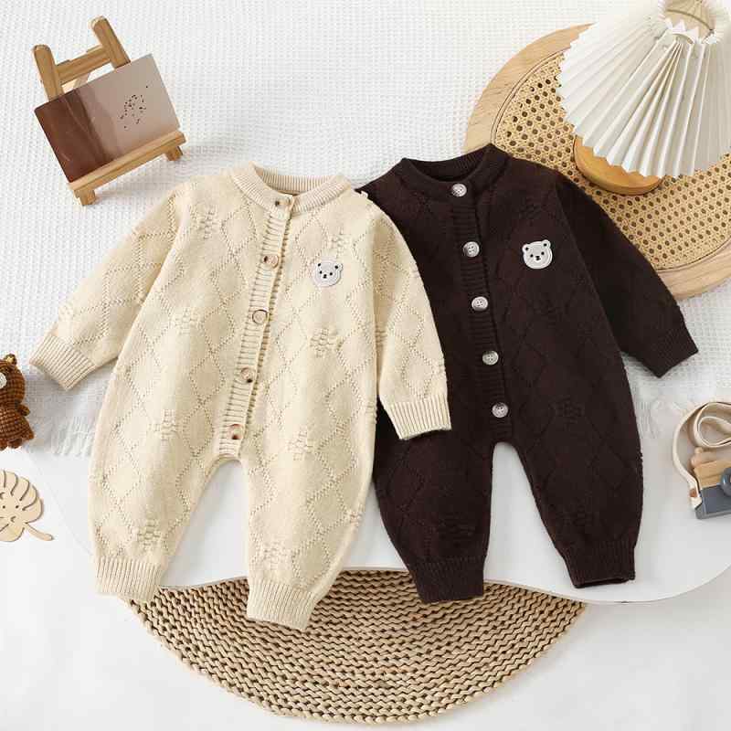 ベビー服 ニット ロンパース 秋冬 長袖 ニット製 ジャンプスーツ かわいい 乳幼児 セーター カバーオール 赤ちゃん 普段着 ベビーウェア 春秋(x5)