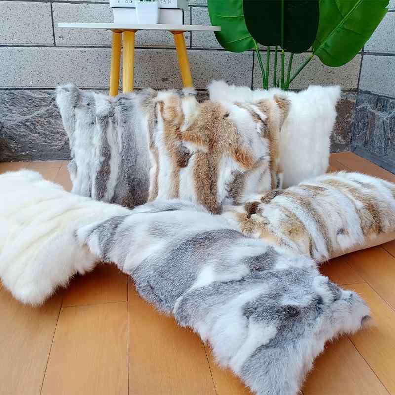クッション 北欧 長毛 ぬいぐるみ ソファ ベッド ヘッドレスト クッションカバー 50×50cm 40×40cm 45×45cm 腰枕 PP綿 高品質 グレー ホワイト ブラウン ベージュ 無地