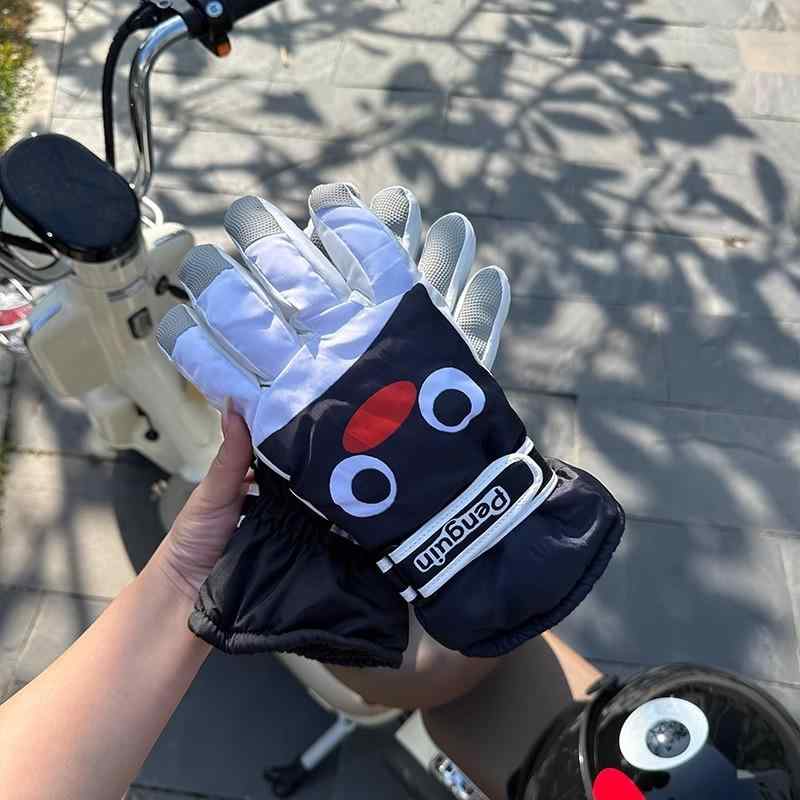 手袋 防寒手袋 滑雪手袋 自転車手袋 かわいい ペンギン 男女兼用 裏起毛 厚手 暖かい 防風 接触可能