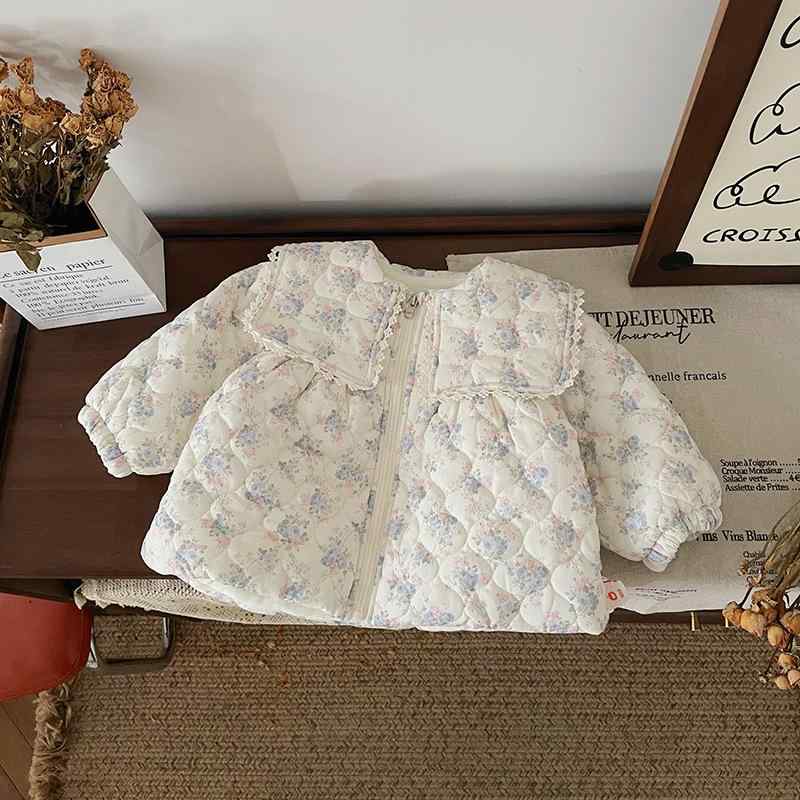 子供服 アウター 女の子 フリース ジャケット 花柄 裏起毛 秋冬 80 90 100 110 120 130 あったか かわいい レース 普段使い