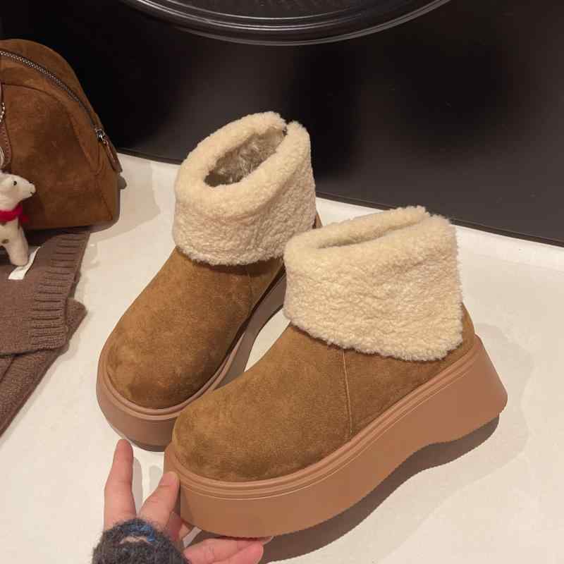 スノーブーツ レディース 厚底 秋冬 ラウンドトゥ 中・辞 暖かい 防寒 保温性 歩きやすい 滑り止め カジュアル ブラック コーヒー 駱駝色 4,632円