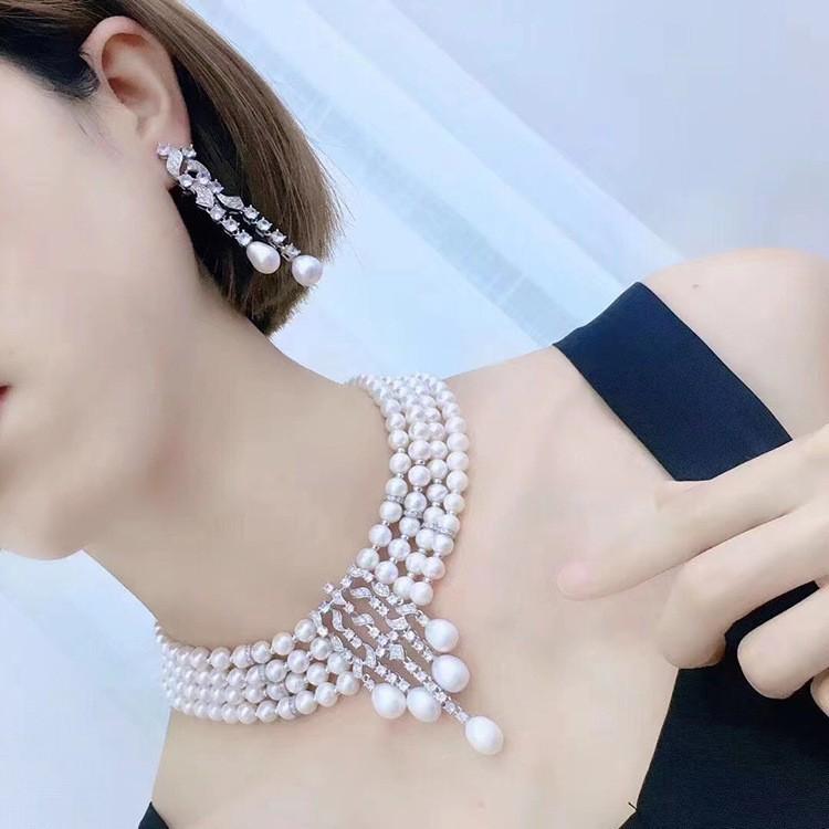 ネックレス レディース 淡水パール チョーカー風 レイヤード 重ね付け ショート ロング パール風 ビーズ チェーン プリンセス風